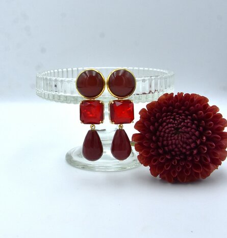 Brillantes Carr&eacute;es Vin Rouge Clip-on